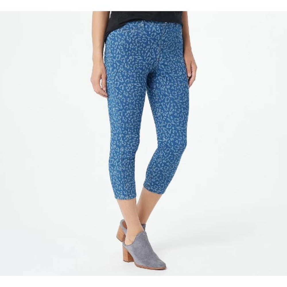 LEGACY Printed Cropped Denim Leggings Mid Blue Ikat XL